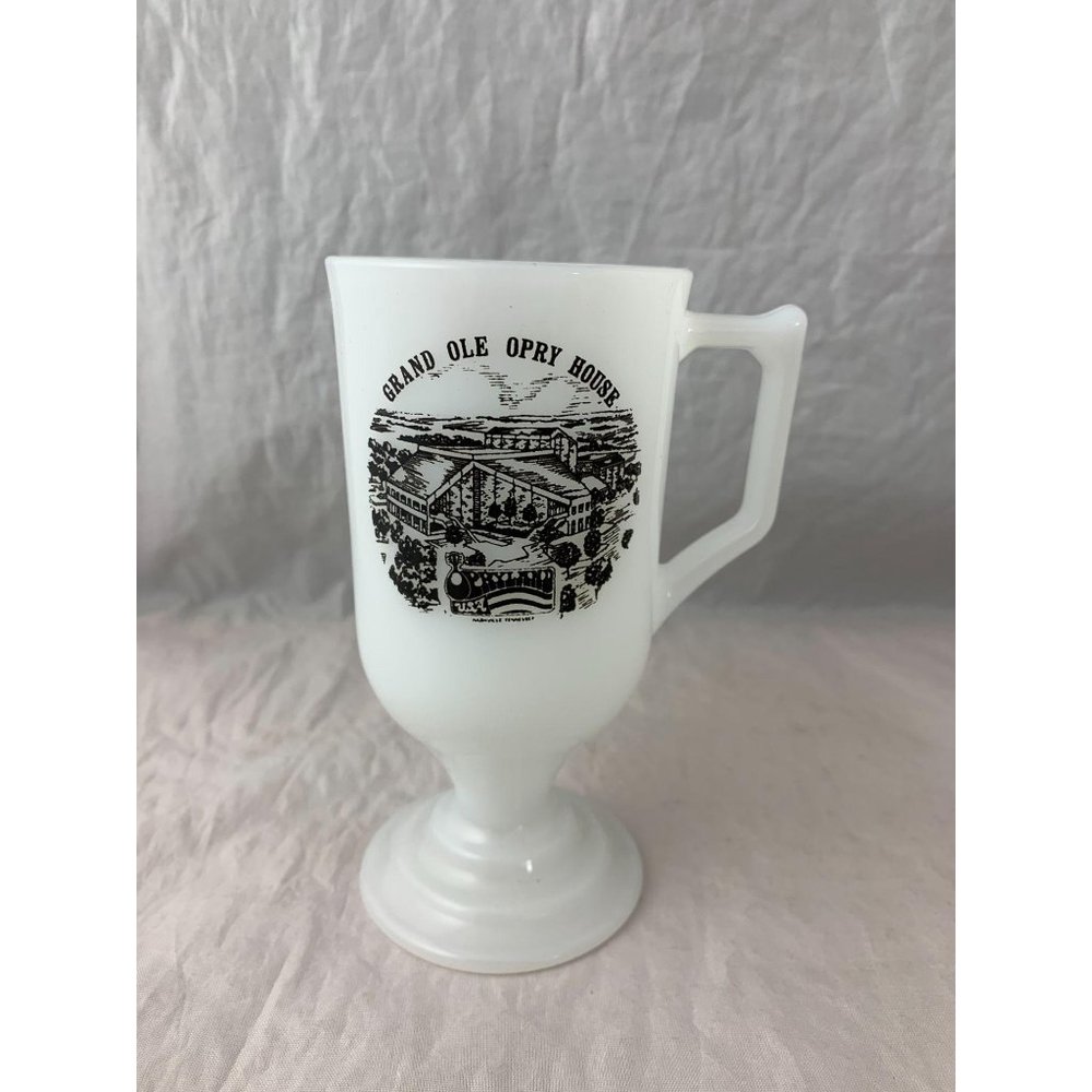 Vintage Grand Ole Opry House Footed Milk Glass Mug - Picture 5 of 7